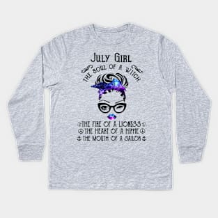 July Girl The Soul Of A Witch The Fire Of Lioness Kids Long Sleeve T-Shirt